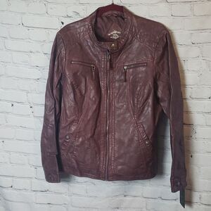 💜 NWT Sebby Collection Oxblood Faux Jacket